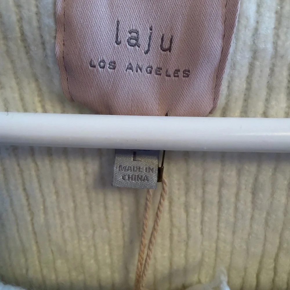 Oahu Cream and blue Button-Up Cardigan Sz L